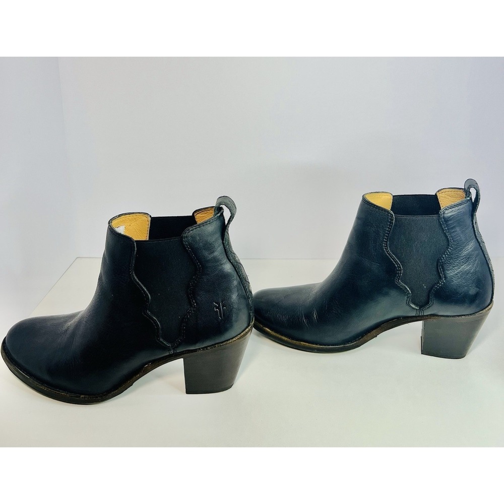 Frye Jackie Gore Leather Boots Size 8 Black Chelsea Cowgirl Western Rodeo - Picture 11 of 13